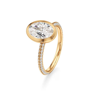 Knife Edge Pavé Set Bezel Oval Engagement Ring