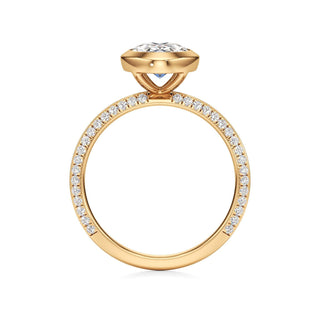 Knife Edge Pavé Set Bezel Oval Engagement Ring