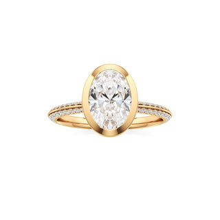 Knife Edge Pavé Set Bezel Oval Engagement Ring