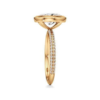 Knife Edge Pavé Set Bezel Oval Engagement Ring