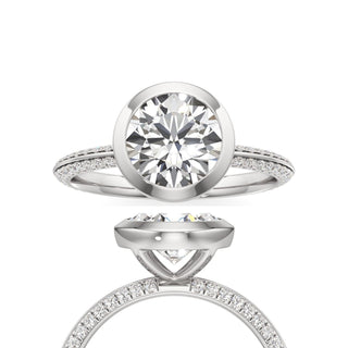Knife Edge Pavé Set Bezel Princess Engagement Ring