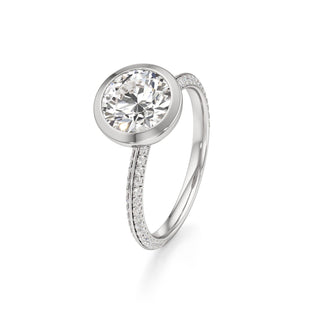 Knife Edge Pavé Set Bezel Oval Engagement Ring