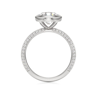 Knife Edge Pavé Set Bezel Oval Engagement Ring