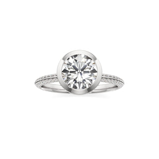 Knife Edge Pavé Set Bezel Oval Engagement Ring