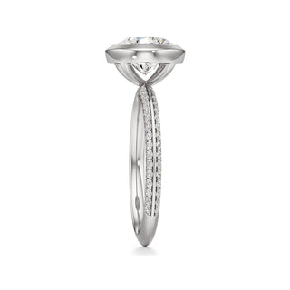 Knife Edge Pavé Set Bezel Oval Engagement Ring