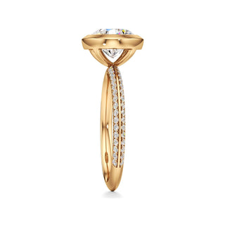 Knife Edge Pavé Set Bezel Oval Engagement Ring