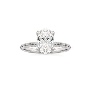 Knife Edge Pavé Set Diamond Basket Round Engagement Ring