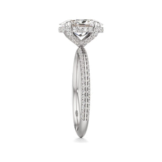 Knife Edge Pavé Set Diamond Basket Round Engagement Ring