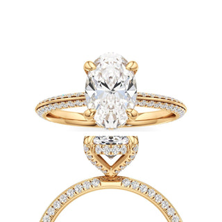 Knife Edge Pavé Set Diamond Basket Round Engagement Ring