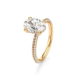Knife Edge Pavé Set Diamond Basket Round Engagement Ring
