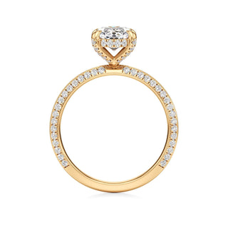 Knife Edge Pavé Set Diamond Basket Round Engagement Ring
