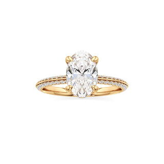 Knife Edge Pavé Set Diamond Basket Round Engagement Ring