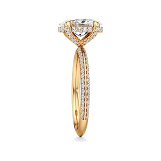 Knife Edge Pavé Set Diamond Basket Round Engagement Ring