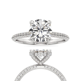 Knife Edge Pavé Set Diamond Basket Round Engagement Ring