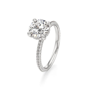 Knife Edge Pavé Set Diamond Basket Round Engagement Ring