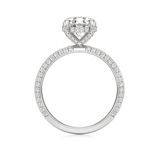 Knife Edge Pavé Set Diamond Basket Round Engagement Ring