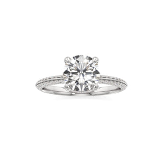 Knife Edge Pavé Set Diamond Basket Round Engagement Ring