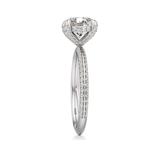 Knife Edge Pavé Set Diamond Basket Round Engagement Ring