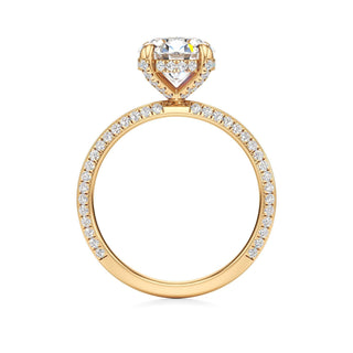 Knife Edge Pavé Set Diamond Basket Round Engagement Ring