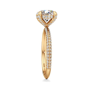 Knife Edge Pavé Set Diamond Basket Round Engagement Ring