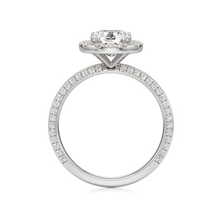 Knife Edge Pavé Set Halo Emerald Engagement Ring