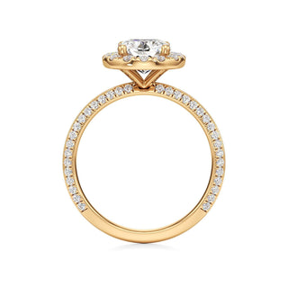 Knife Edge Pavé Set Halo Emerald Engagement Ring