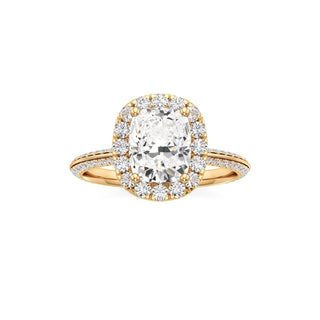 Knife Edge Pavé Set Halo Emerald Engagement Ring