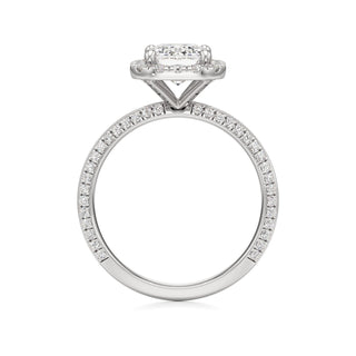 Knife Edge Pavé Set Halo Emerald Engagement Ring