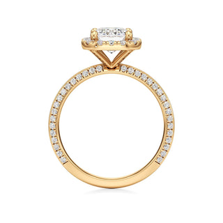 Knife Edge Pavé Set Halo Emerald Engagement Ring