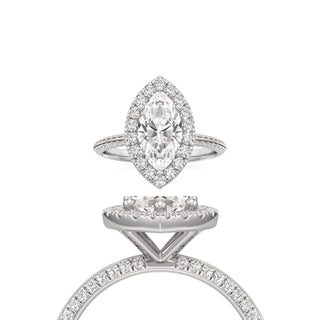 Knife Edge Pavé Set Halo Emerald Engagement Ring