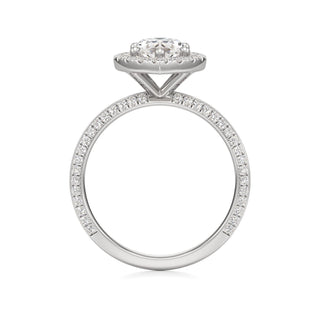 Knife Edge Pavé Set Halo Emerald Engagement Ring