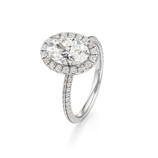 Knife Edge Pavé Set Halo Emerald Engagement Ring