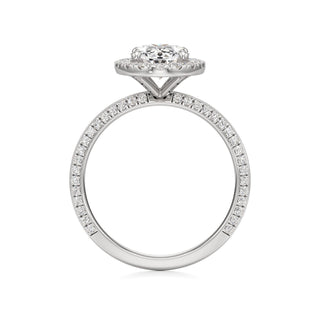 Knife Edge Pavé Set Halo Emerald Engagement Ring