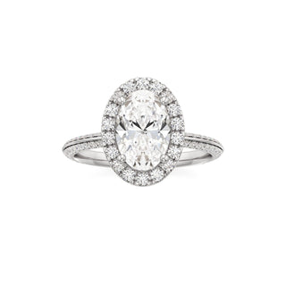 Knife Edge Pavé Set Halo Emerald Engagement Ring