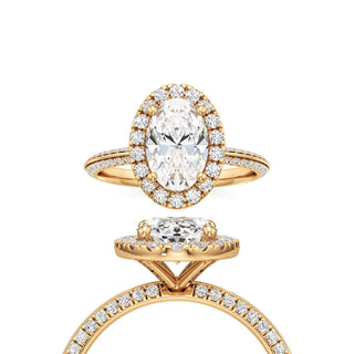 Knife Edge Pavé Set Halo Emerald Engagement Ring