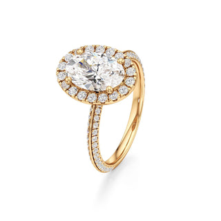 Knife Edge Pavé Set Halo Emerald Engagement Ring