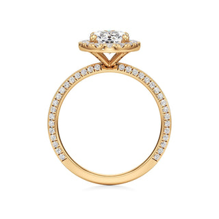 Knife Edge Pavé Set Halo Emerald Engagement Ring