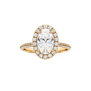 Knife Edge Pavé Set Halo Emerald Engagement Ring