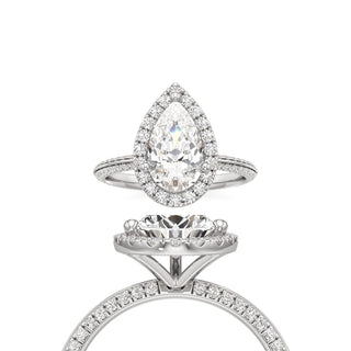Knife Edge Pavé Set Halo Emerald Engagement Ring
