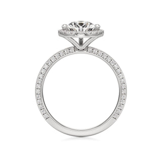Knife Edge Pavé Set Halo Emerald Engagement Ring