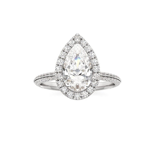 Knife Edge Pavé Set Halo Emerald Engagement Ring