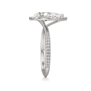 Knife Edge Pavé Set Halo Emerald Engagement Ring