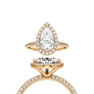Knife Edge Pavé Set Halo Emerald Engagement Ring