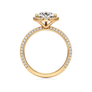 Knife Edge Pavé Set Halo Emerald Engagement Ring