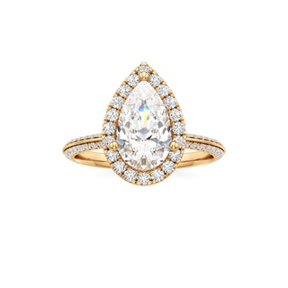 Knife Edge Pavé Set Halo Emerald Engagement Ring