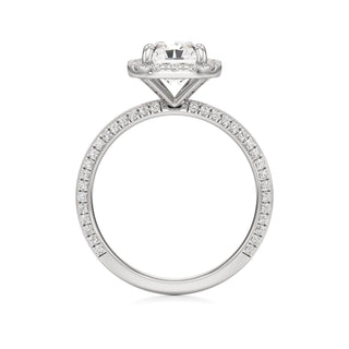 Knife Edge Pavé Set Halo Emerald Engagement Ring