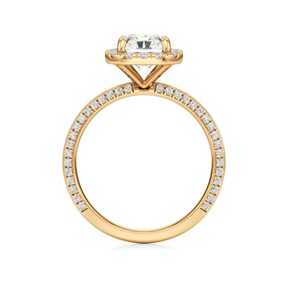 Knife Edge Pavé Set Halo Emerald Engagement Ring