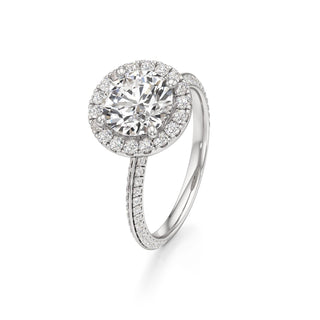 Knife Edge Pavé Set Halo Emerald Engagement Ring