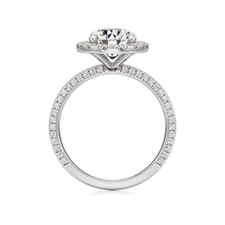 Knife Edge Pavé Set Halo Emerald Engagement Ring
