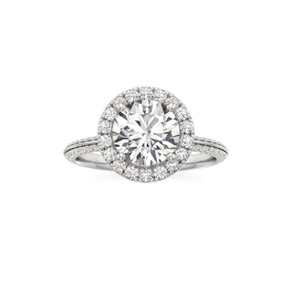 Knife Edge Pavé Set Halo Emerald Engagement Ring